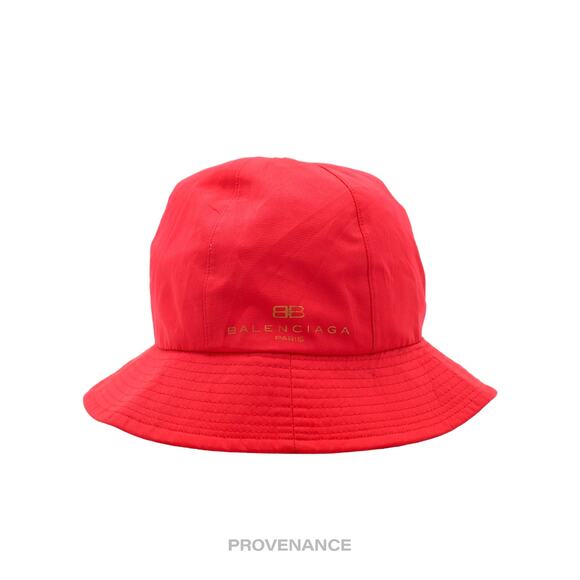 🔴 Balenciaga BB Logo Embroidered Bucket Hat - Red - Picture 1 of 6
